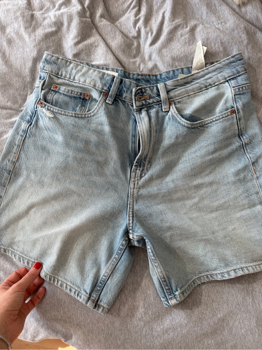 Zara Light Wash Denim Shorts - Pale Blue